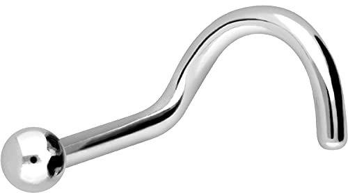 PIERCINGLINE 750er GOLD Nasenpiercing Spirale 18 KARAT 1,5 mm KUGEL Piercing Nase Stecker Weißgold