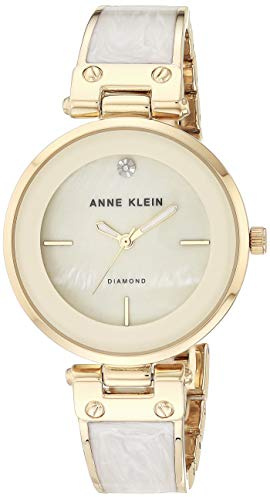 Anne Klein Damenuhr Elfenbein-Gold mit Spangen-Armband