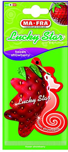 Ma-Fra Lucky Star Frozen Strawberry, Fragancia de Fresa, Innovador Diseño de Caballito de Mar, Fragancia Ajustable y Duradera, Fácil de Colgar en el Espejo Retrovisor, 1 Unidad