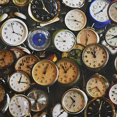 Zeit Foto digital bedruckt farbiges Baumwolle Vorhangstoff weich Polster Breite 137cm - Meterware