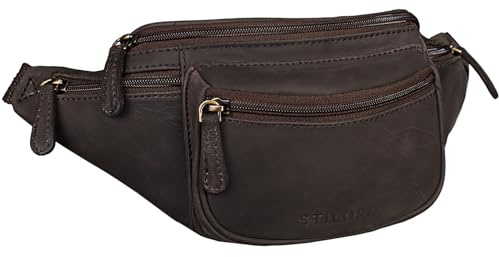 STILORD 'Eliah' Vintage Gürteltasche aus Leder - Perfekt für Reisen, Festivals und Outdoor - Unisex Bauchtasche für Handy und Kamera, Farbe:matt - Dunkelbraun