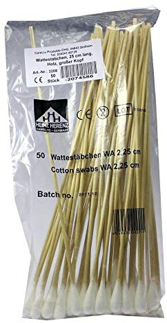 WATTESTÄBCHEN Holz großer Kopf 25 cm 50 St