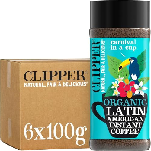 Clipper Coffee: Organic Latin American Instant Coffee – Medium Roast Coffee, Freeze Dried & Ethically Sourced – 6 Pack, 100g Per Jar