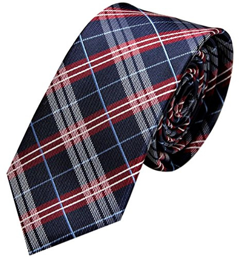 GASSANI Schmale Krawatte 6cm | Karo Check-Muster gewebt | Schlips Binder zum Anzug kariert in 10 Farben