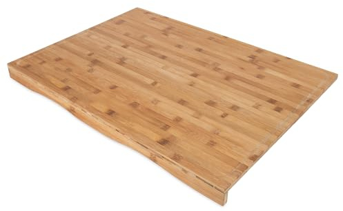 Camco Stove Top Cover - Features Adjustable Legs & Built-In Juice Groove - Crafted of Natural Bamboo - Fits Most Stove Tops & Measures 29.5” (L) x 21.25” (W) x 2.5” (H w/feet) (43548)