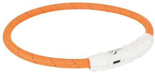 TRIXIE Leuchtring für Hunde XS-S orange – Leuchtendes Hundehalsband, ideal für Spaziergänge im Dunkeln – Aufladbar und individuell einstellbar - 12703