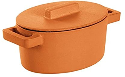 Sambonet Oval Casserole Dish with Lid Cast Iron Orange 0cm