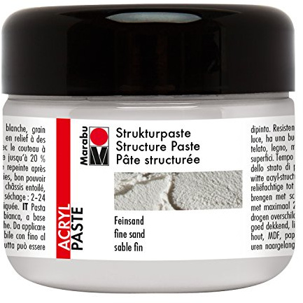 Marabu 12260025809 - Strukturpaste Feinsand, matte Acrylpaste auf Wasserbasis, lichtecht, wetterfest, gut deckend, für reliefartige bis plastische Strukturen, 225 ml, weiß
