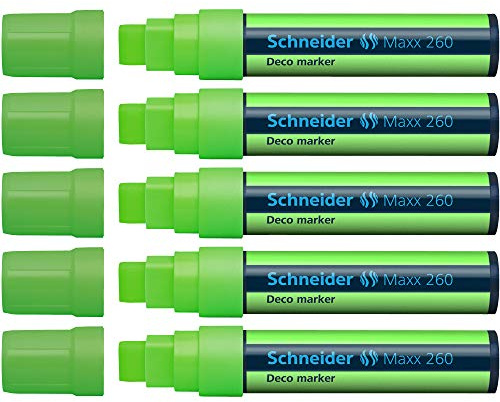 Schneider Maxx 260 Kreidestift (5 + 15 mm Strichstärke, feucht abwischbar, wasserbasiert, geruchsneutral) 5er Pack weiß