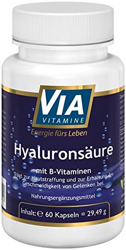 Hyaluronsäure, mit allen wichtigen B-Vitaminen, vegane Kapseln, hochdosiert, Apothekenqualität
