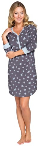 Italian Fashion Chemise de Nuit Allaitement | Pyjama Grossesse et Maternité | Pyjama Femme Enceinte pour la Maison et l’Hôpital | Tenue Maternité Accouchement à Boutons S-XXL