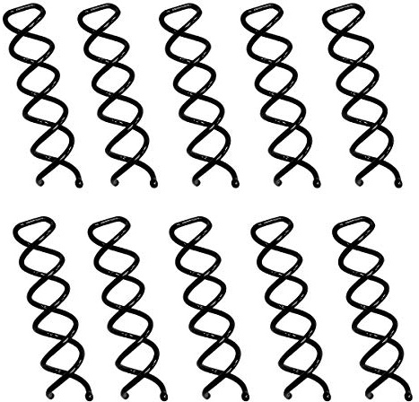 10PCS Spiral Hair Pins, Non-Scratch Ball Tips Screw Pins for DIY Hair Style (Black)