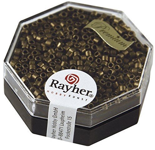 Rayher Delica-Rocailles, Miyuki-Rocailles, metallic, rauchtopas, 2,2 mm ø, Dose 4 g, Perlen zum Auffädeln, Glasperlen klein, 14751563