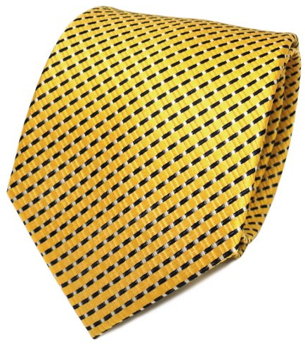TigerTie, Cravatta di seta a righe, colore: giallo/argento/nero