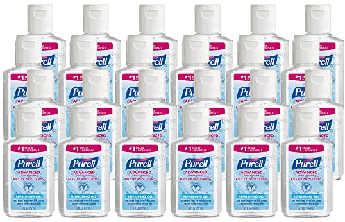 PURELL Advanced Hand Sanitizer Refreshing Gel, 2 fl oz Portable Flip Cap Bottle (Pack of 24) – 9605-24-CMR