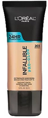 L'Oréal Paris Infallible Pro Glow Longwear Foundation, 203 Nude Beige, 30 ml (Amazon Exclusive)