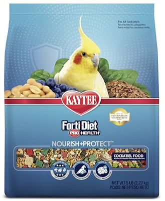 Kaytee Forti-Diet Pro Health Nourish+Protect Cockatiel Food, Comprehensive Nutrition Backed by Science, Digestive Health, Immune Support, 5 pounds