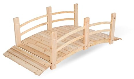 Shine Company 4981N 5 Ft. Cedar Wood Garden Bridge with Side Rails, Natural