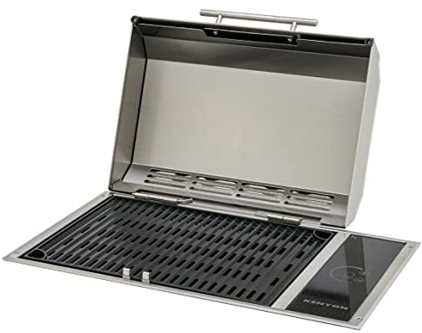 Kenyon Frontier Built-In Electric Grill, Single Burner, Stainless Steel Body, Rust-Proof Grill, UL-Approved For Indoor and Outdoor Use, Quick Heat Up, Smoke-Free, No-Flame Cooking, 120V
