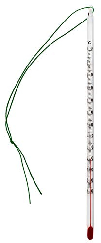 Lantelme Termómetro de té de cristal, 24 cm, con cordón, control de temperatura de -10 °C a 110 °C, termómetro analógico para té, agua de té, tetera y conservas, preparación de alimentos