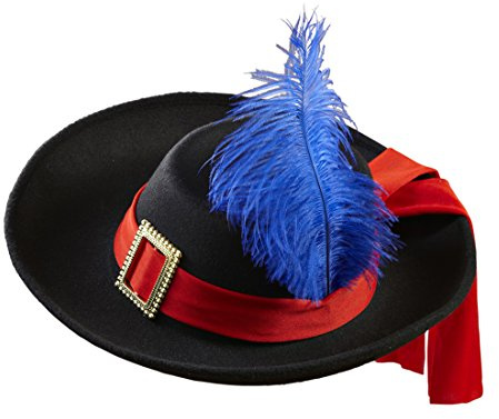 Amakando Musketierhut Kinder Garde Federhut Filzhut Musketiere Musketier Hut Karneval Kostüm Accessoires Mittelalter Kopfbedeckung Piratenhut Jungen