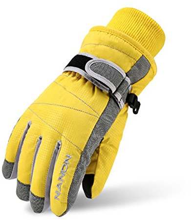 Tobaling Gants de Ski Réglable Imperméable Coupe-Vent Gants de Sport Hiver Chaud Antidérapant Snowboard Cyclisme Escalade Camping (XL(Homme), Jaune)