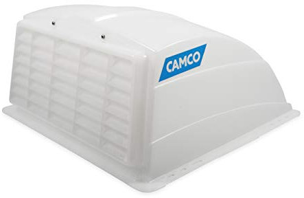 Camco RV Roof Vent Cover | Allows High Flow Air Ventilation Into Your RV, Rain or Shine | Easy Installation | Installation Hardware Included, White (40433)