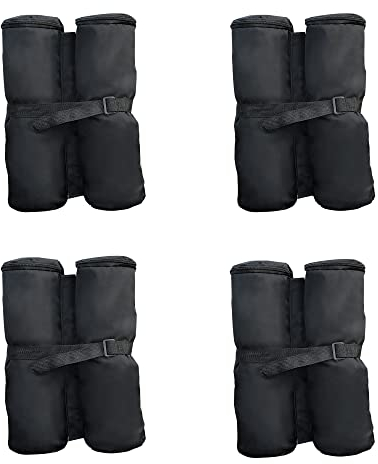 Outsunny Set 4 Pesi per Gazebo da Giardino, Zavorre da Riempire con Sabbia o Ghiaia, Capacità di Ogni Sacco di Sabbia 15kg, Nero