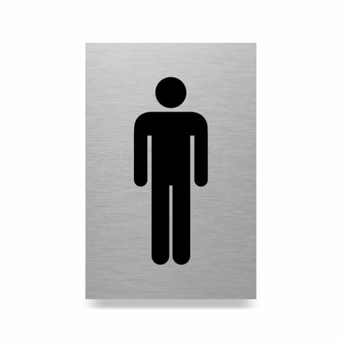 Slimline Aluminium Male Symbol Toilet Sign from ViroDisplay® – Brushed Silver – Durable Printed Surface – Self-Adhesive Fixing