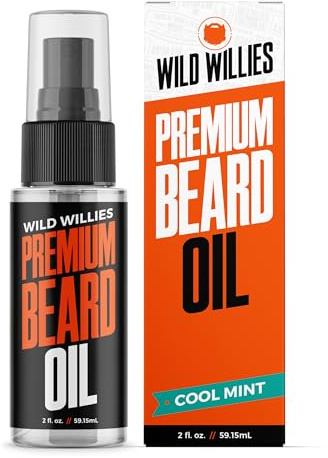 Wild Willies Premium Beard Oil & Conditioner Natural, Organic Ingredients Promote Fast Beard Growth, Removes Itch & Dandruff - Deep Softener Treatment Restores Moisture - 2 Oz, Cool Mint Scent