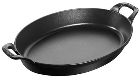 Staub 12.5 Inch Oval Roasting Dish, Black Matte by Staub