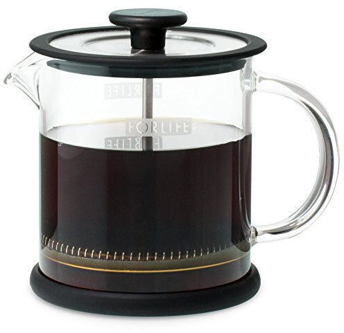 FORLIFE Cafe Style Glass Coffee/Tea Press, 16-Ounce, Black