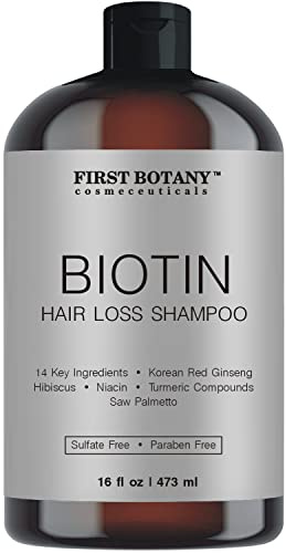 First Botany Cosmeceuticals, Hair Regrowth and Anti Hair Loss Shampoo 16 fl oz, with DHT blockers- Daily Hydrating, Detoxifying, Volumizing Shampoo For Men and Women
