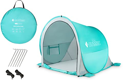 Tente de Plage Bébé Pop-Up Anti-UV 50+ Outtec, avec Poches à Sable et Sac de Transport, Idéale pour Famille, Camping, Jardin, Turquoise
