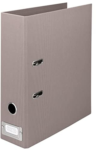 Rössler SOHO Büro-Ordner | Ordner DIN A4 | Aktenordner A4 breit | Ordner A4 breit mit Beschriftungsfeld | DIN A4 Ordner mit Hebelmechanik | 320 x 285 x 80 mm | 1 Stück | Farbe: Grau | Taupe | Aktenordner mit Hebelmechanik und Rückenschild für Dokumente, Unterlagen und Büroorganisation