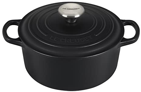 Signature Le Creuset-Cocotte ronde en fonte 22 cm, Noir satiné, 22 cm