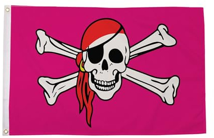 Pinke Piratenflagge, 152 x 91 cm