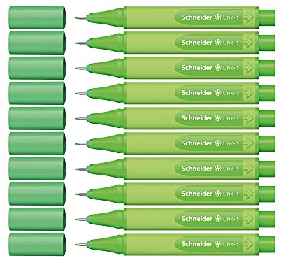 Schneider Link-It Fineliner (Superfeine Stifte mit 0,4 mm Strichstärke, einfach zusammenstecken und beliebig kombinieren)10 Stück, Highland Grün