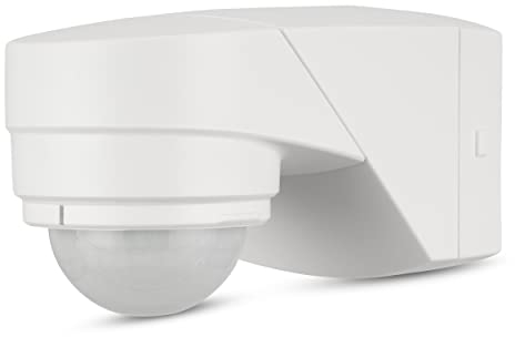 REV Bewegungsmelder aussen - IP55, Leuchtdauer & Helligkeitsempfindlichkeit einstellbar, LED geeignet, Reichweite 12m/360°, vertikal verstellbar, Weiss