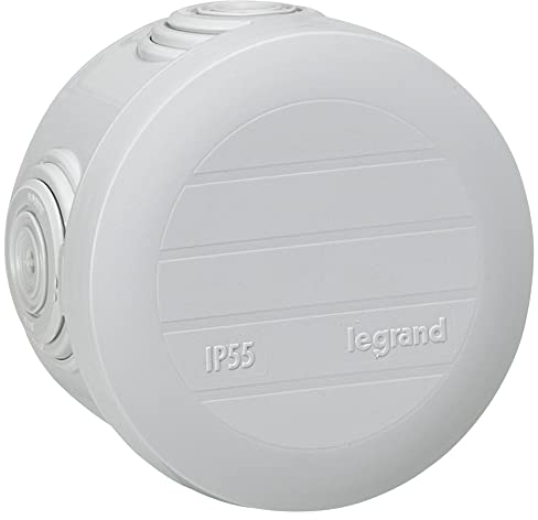 Legrand LEG94513- Caja de derivación redonda (cierre con sistema de clip, diámetro: 60 mm, ancho: 40 mm), color gris