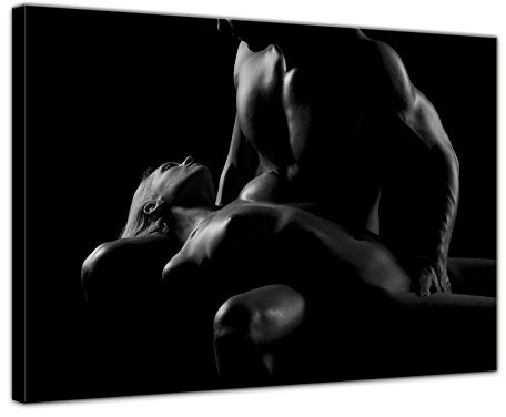 Bilderdepot24 Bild auf Leinwand | Paar Erotik - schwarz weiß in 80x60 cm als Wandbild | Wand-deko Dekoration Wohnung modern Bilder | 16037