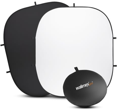 Walimex pro 2 in 1 Falthintergrund schwarz/weiß 200 x 230 cm, robuster Fotohintergrund mit Federring, Faltbarer Hintergrund für Fotostudio mit Transporttasche