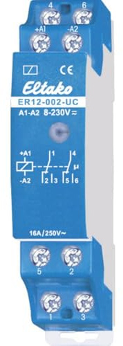 Eltako 22002601 REG-Schaltrelais, 2 Wechsler 2000W, UC, potentialfrei ER12-002-UC