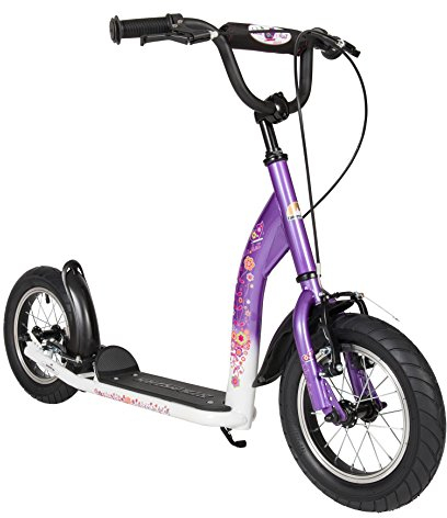 BIKESTAR Roller Kinderroller Tretroller Kickscooter mit Luftreifen für Mädchen ab 6-7 Jahre | 12 Zoll Sport Kinder Scooter | Lila & Weiß | Risikofrei Testen