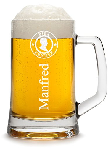 Bierkrug Personalisiert mit Gravur eines Namens - Bierseidel Geschenk zum Geburtstag Geschenkidee - Motiv Bier-Kenner 0,5l