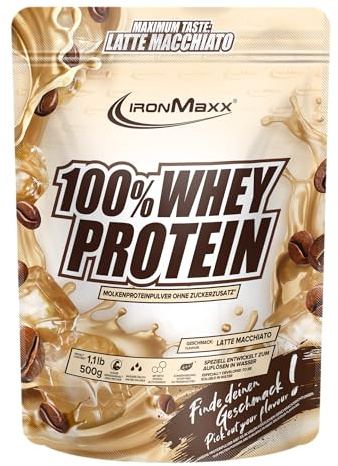 IronMaxx 100% Whey Protein Polvere - Latte Macchiato 500g Bag | Gustoso High Protein Shake, 37g di proteine per porzione, Power Drink per un allenamento muscolare intenso, con BCAA e EAA