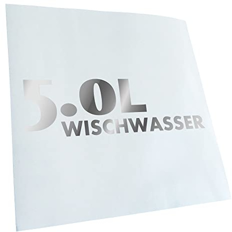 Kiwistar - Autoaufkleber - Chrom - 20x6cm 5.0 Wischwasser - Heckscheibe Auto Aufkleber wetterfest für Kfz LKW Mofa Truck - Sticker außen selbstklebend Tuning Zubehör für Fenster Fahrzeug Scheibe