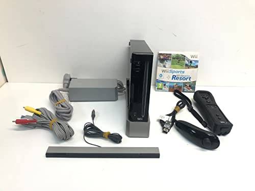Nintendo Wii Console (Black) with Wii Sports + Wii Sports Resort and Motion Plus Controller (Wii)