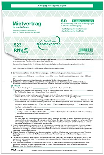 RNKVERLAG 523/10 - Universal-Mietvertrag für Wohnungen, selbstdurchschreibend, 3 x 2 Blatt, DIN A4, 10 Verträge