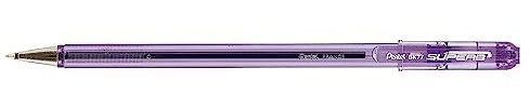 Pentel Penna a sfera superba con inchiostro a base di olio, fusto sottile, 0,7 mm, viola, confezione da 12 penne